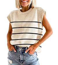 summer sweater vest cap sleeve crewneck casual loose fit knit lightweight pullover tank top