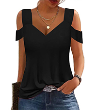 summer tops womens tunic top short sleeve cold shoulder v neck basic tee casual tops t shirts blouse