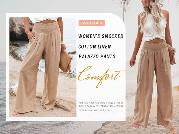 wide leg linen palazzo pants