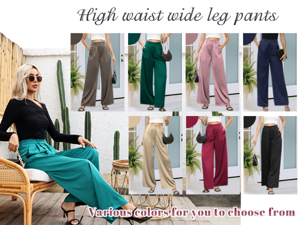 Women''s Satin High Waist Dress Pants