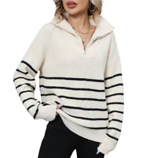 1/4 Zip Striped Sweater