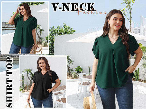 Plus Size Dressy Casual Business Work Dressy Blouses