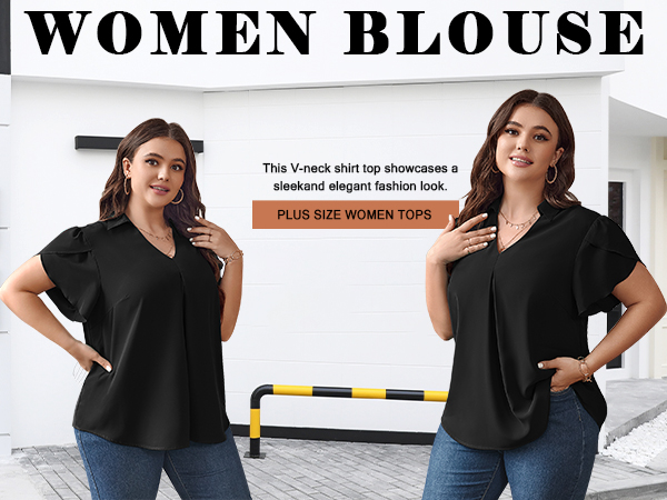 Plus Size Dressy Casual Business Work Dressy Blouses