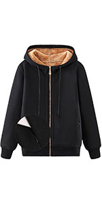 Women''s Casual Winter Warm Sherpa Lined Zip Up Hooded Sweatshirt Jacket Coat 