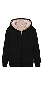 Women''s Solid Hooed Hoodies Thick Wool Lining Warm Winter Jacket Coats 