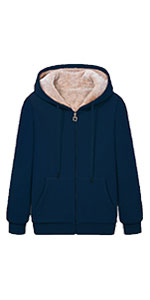 Womens Casual Winter Thick Fleece Lined Zip up Hooded Sweatshirt Jacket Coat