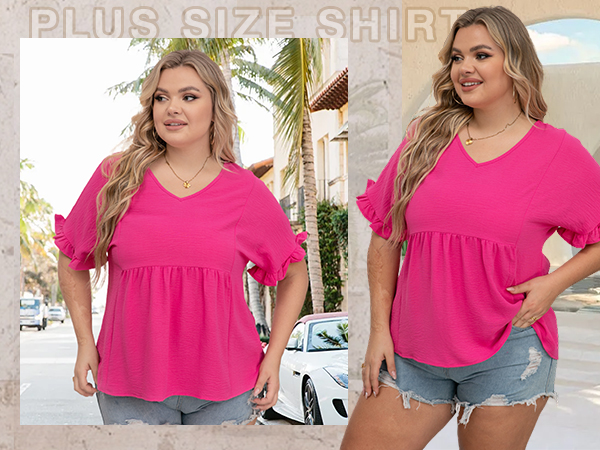 WIHOLL peplum tops for women short sleeve