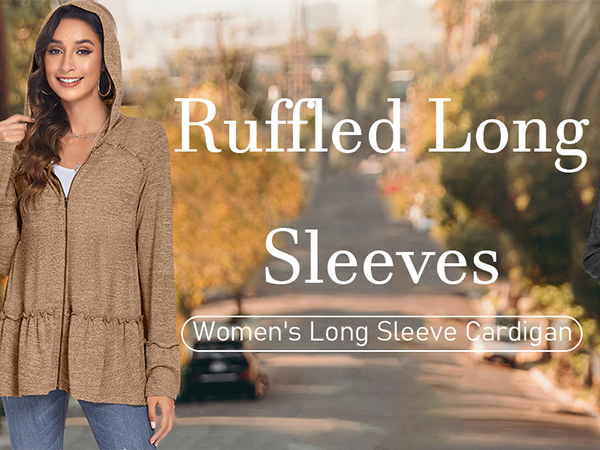 ruffled long sleeves cardigan for women