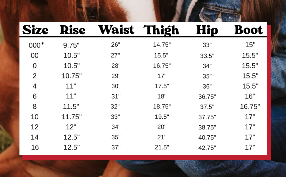 KIMES RANCH SIZE CHART