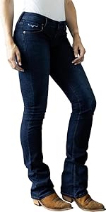 Kimes Ranch Women&#39;s Audrey Performance Low Rise Fitted Thigh Modest Bootcut Jean