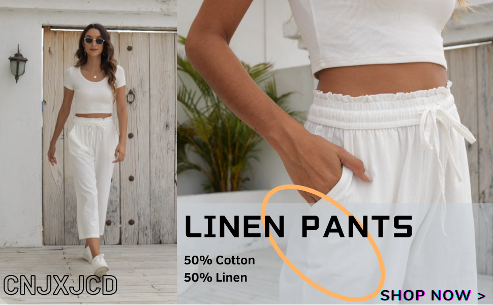 High Waisted Linen Pants 