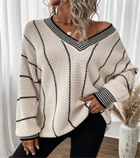 B0CF8978QJ-Oversized Striped Tunic Sweaters