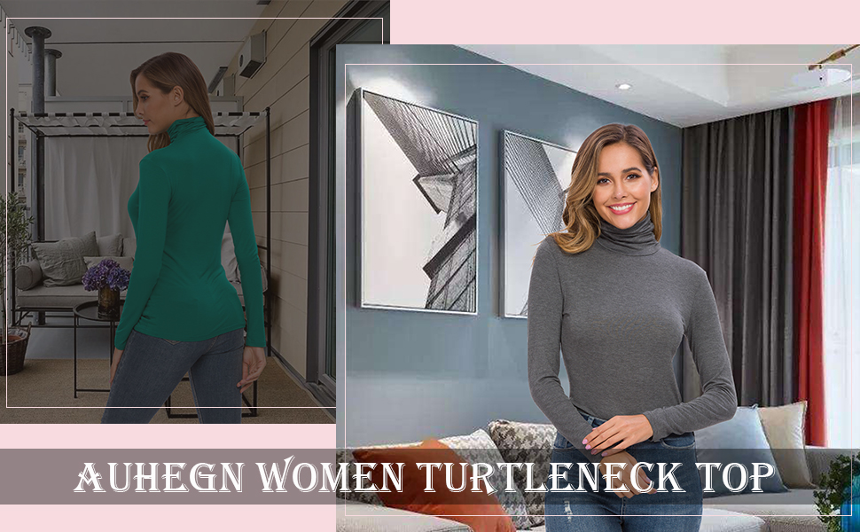 AUHEGN WOMEN TURTLENECK TOP