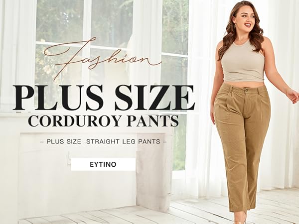 eytino womens plus size pants straight leg pants corduroy pants for women