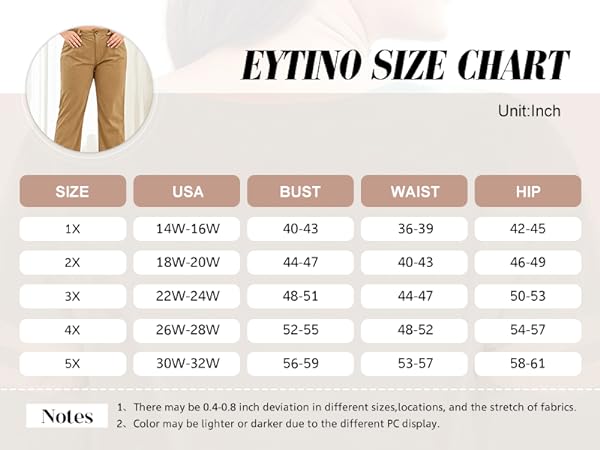 Eytino plus size pants for women elastic high waist corduroy pants 