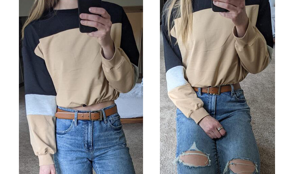 women cropped sweatshirt khaki fall sweatshirt