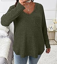 Plus Size Tops for Women Dressy Fall Shirts with Pocket Womens Tees