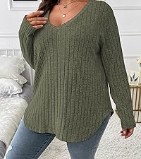 Plus Size Clothes for Women Sexy V Neck Tops Fall Shirts Black Long Sleeve Shirt Cute Outfits