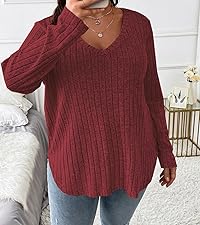 Koscacy Plus Size Clothing Fall Clothes for Women 2024 Business Casual Tops V Neck Shirts