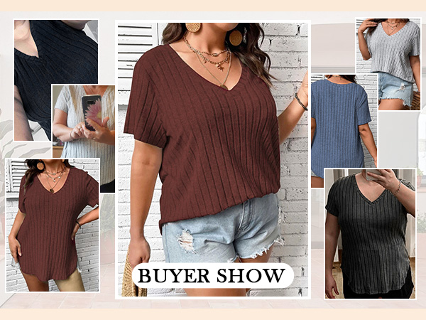 Women''s plus size Tunic Tops, Crewneck Lightweight Sweaters