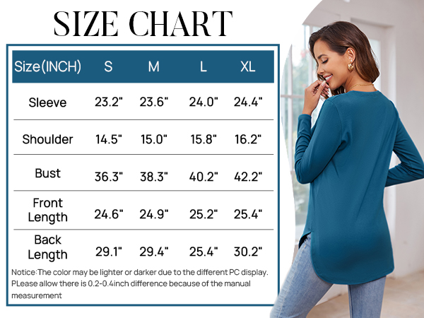 Winter Casual Long Sleeve Crewneck with Side Split Pullover Loose Tunic Tops