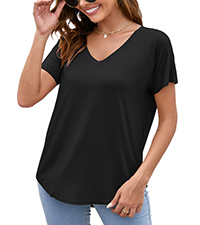 Black Short Sleeve V Neck Shirt