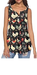 Farm Chickens Tunic Tops Sleeveless