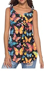 Colorful Butterfly Sleeveless Tops