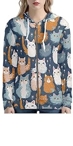 Cats Print Women Hoodies