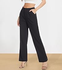 Tapata Womens Wide Leg Pants High Waist Straight Leg Casual Stretch Comfy Pockets Relaxed Fit