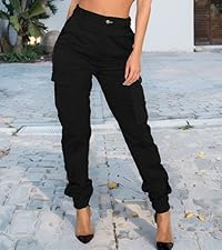 black cargo pants women joggers with pockets