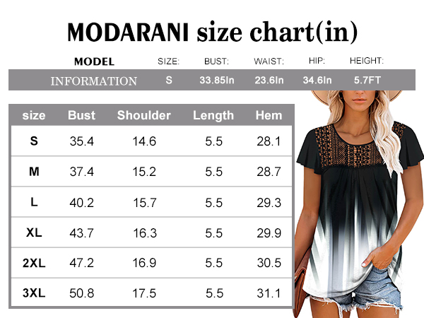 MODARANI womens tops lace tunic tops ladies short sleeve t shirts summer tops 2024 fashion