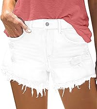 womens white denim short ripped jean shorts disressed frayed summer short