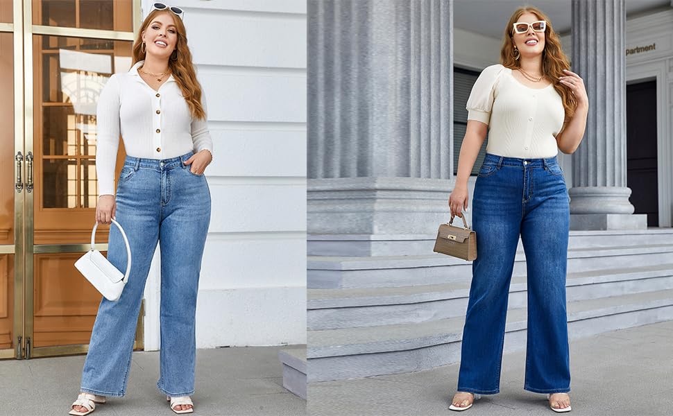 Plus Size Wide Leg Jeans for Women