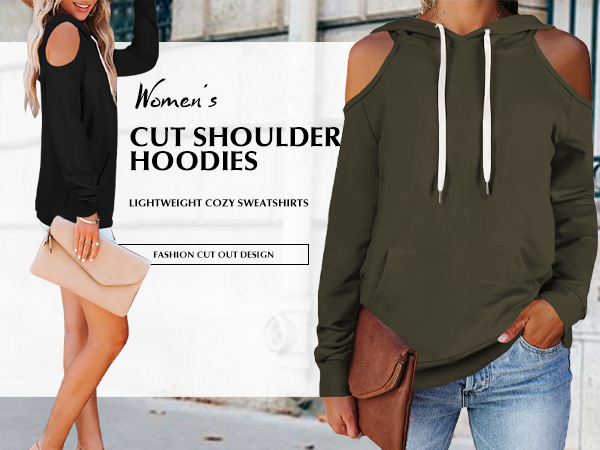 Fashion Cutout Shoulder Hoodie