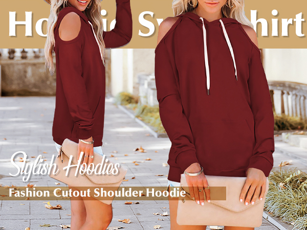 Sexy Cold Shoulder Hoodie Sweatshirt