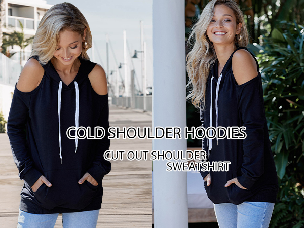 Cold Shoulder Hoodies Sweatshirt