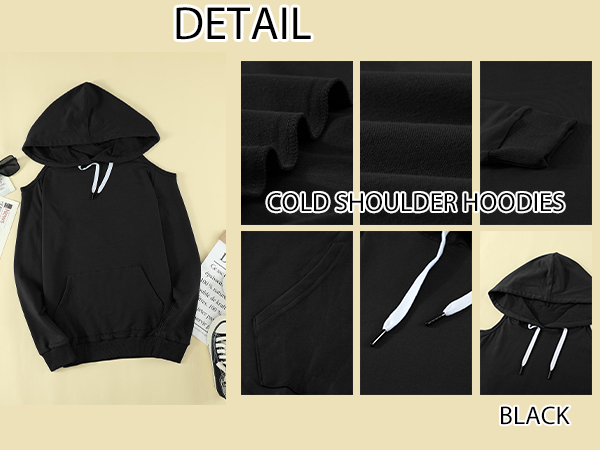 Cold Shoulder Hoodie Sweatshirt