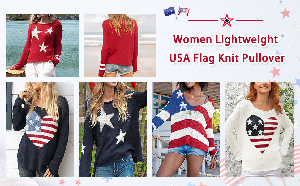 usa flag knit pullover top