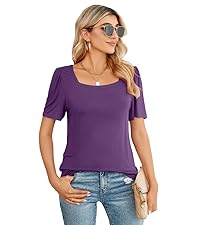 GOUCEHN Womens Tops Summer Casual T Shirts Square Neck Short Sleeve Blouses Tunic