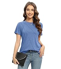 GOUCEHN Womens Summer Tops Dressy Casual Shirts Short Sleeve Crew Neck Blouse Trendy Pleated T-Shirt