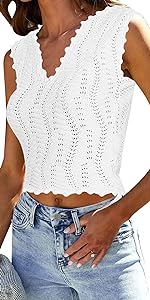 eyelet crop tank top