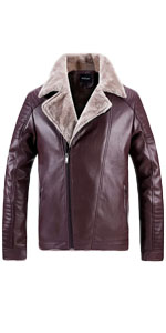 faux leather fleece coat