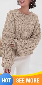 Womens Sweaters Fall 2024 Oversized Chunky Knitted Pullover Sweater Casual Long Sleeve Cute Sweaters