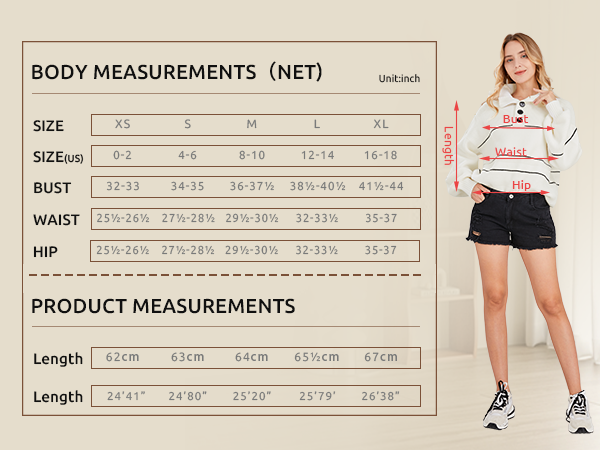 Striped Sweater Size Chart