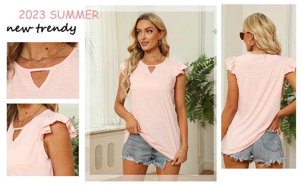 Women''s Tank Tops Ruffle Sleeves Summer Outfit