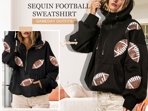 sequin football sweatshirts gameday outfits