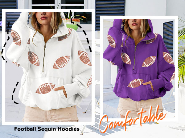 FOOTBALL PULLOVER HOODIES FOR WOMEN