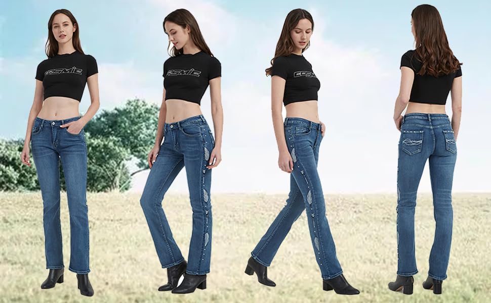 Embroidered Bootcut Jeans for Women