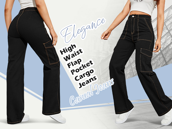 High Waist Cargo Jeans